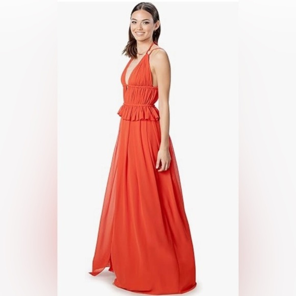 Dress the Population‎ Athena Orange poppy Fit and Flare Maxi Dress size medium - Picture 2 of 8